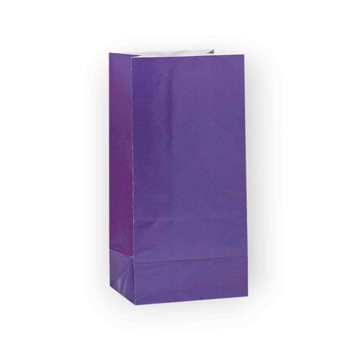 Picture of PAPER PARTY BAGS PURPLE - 12 PACK
